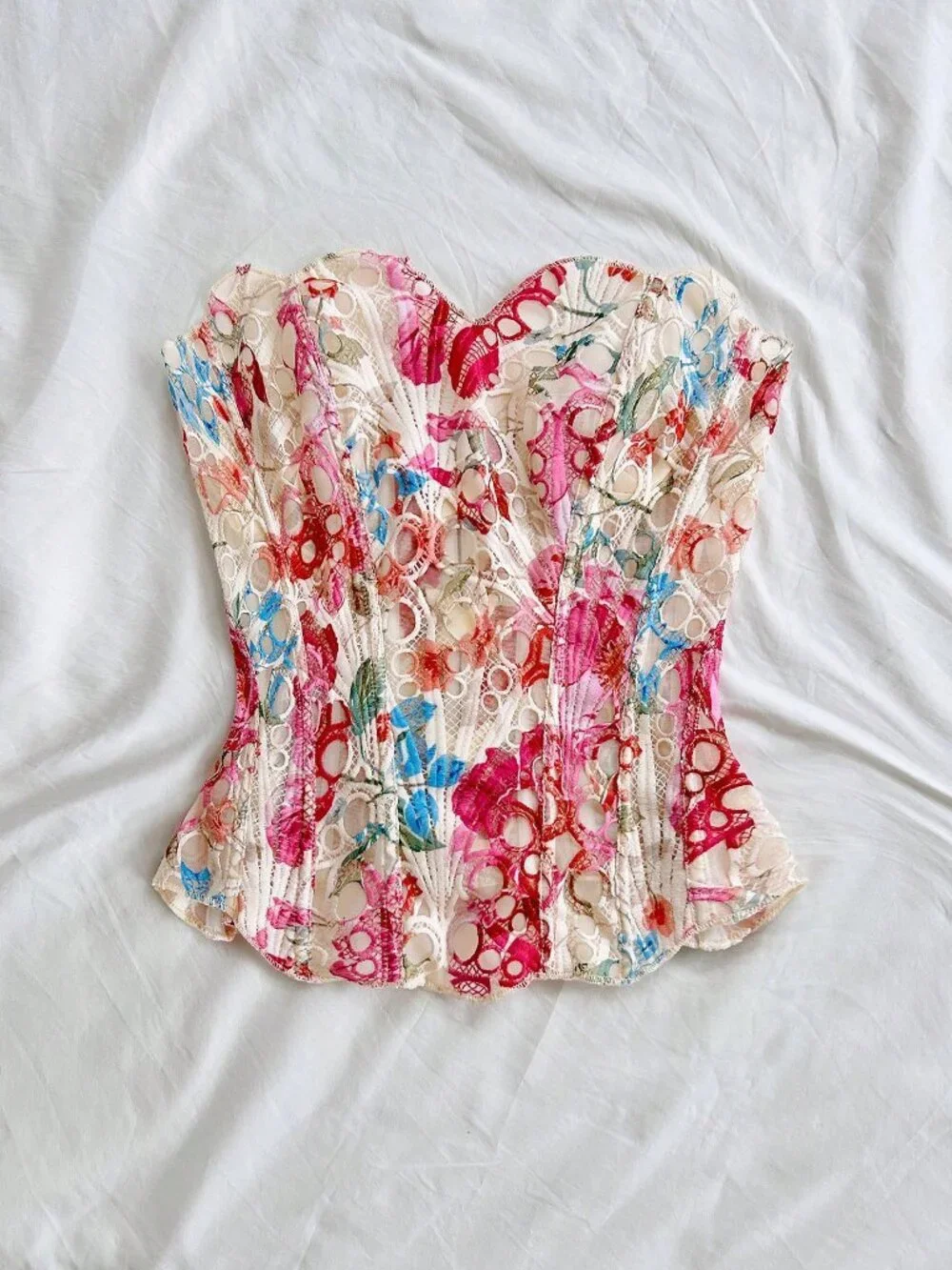 Multicolor Boho Women's Tropical Halter Backless Printed Tie Front Blouse